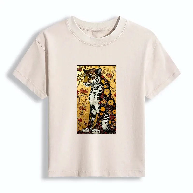Japanese Leopard Washed T-Shirt for Women