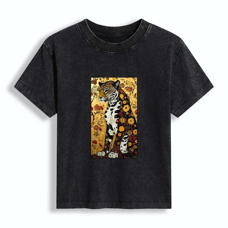 Japanese Leopard Washed T-Shirt for Women