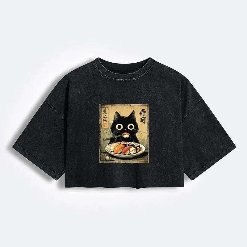 washed crop t-shirt for women