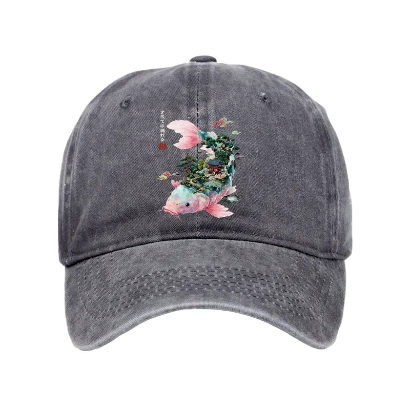 Kyoto-Lion Journey Of The Flowing Koi Washed Cap