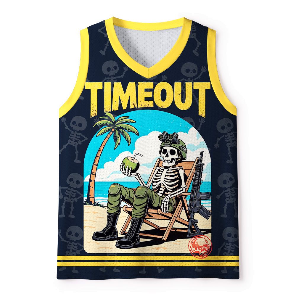 Kyoto-Lion Time Out Skull Mesh Tank Top
