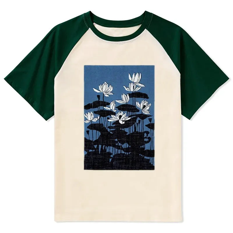 Japanese Art Raglan T-shirt for Streetwear