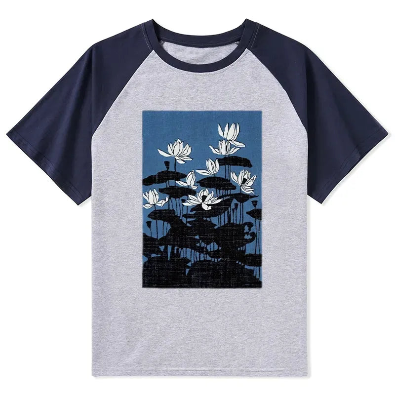 Blue Lotus Japanese Ukiyo-e T-shirt