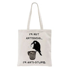 Cool crow coffee tote bag gift idea
