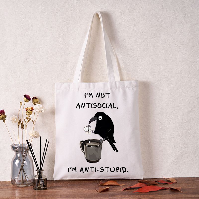 Cool crow coffee tote bag gift idea