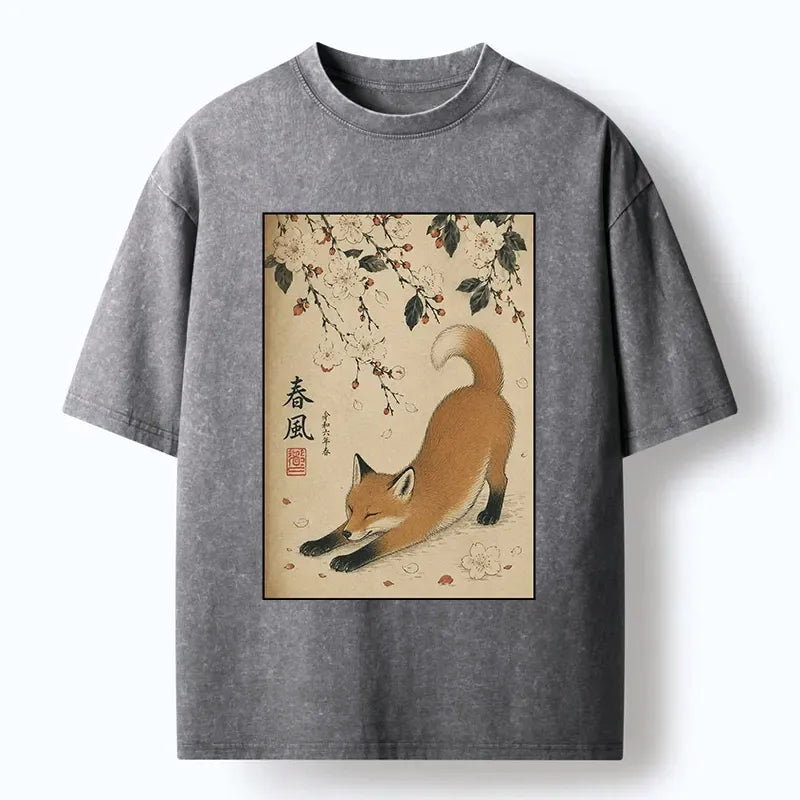 Red Fox Washed Tee for Streetwear