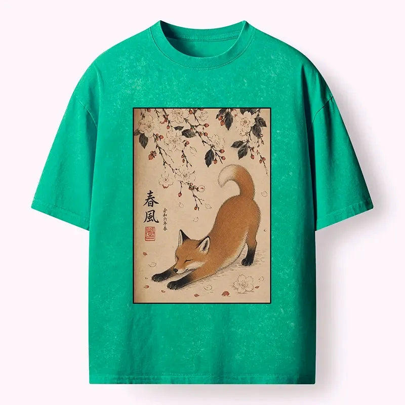 Japanese Vintage Fox T-Shirt for Daily Wear