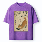 Kyoto-Lion Sakura Surrounds Relaxed Red Fox Washed T-Shirt