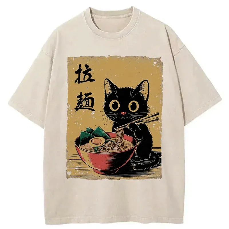 unisex japanese streetwear cat shirt