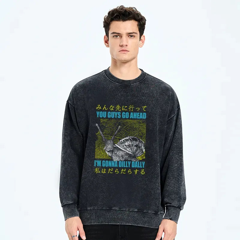 Japanese washed sweatshirt for daily wear
