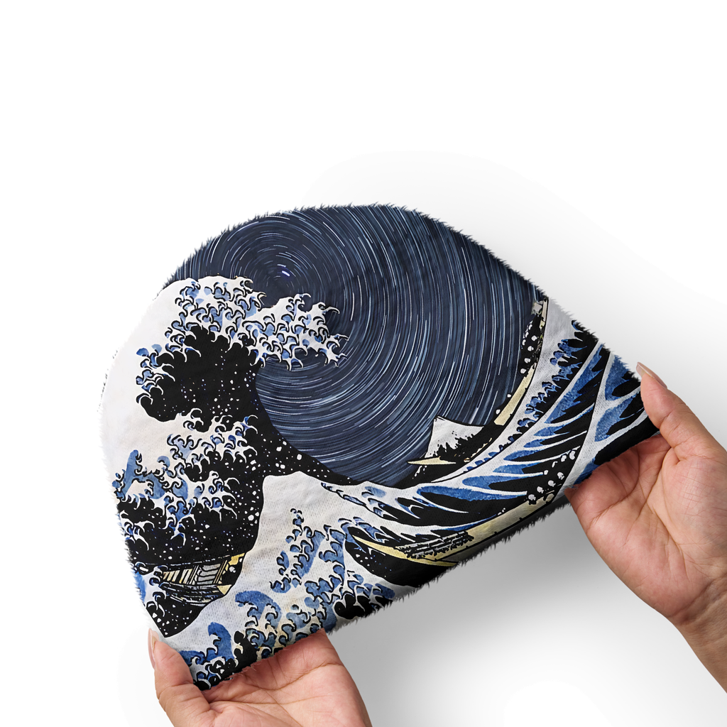 Kyoto-Lion Great Wave Fuzzy Beanie