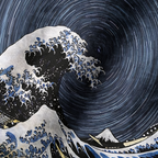 Kyoto-Lion Great Wave Fuzzy Beanie
