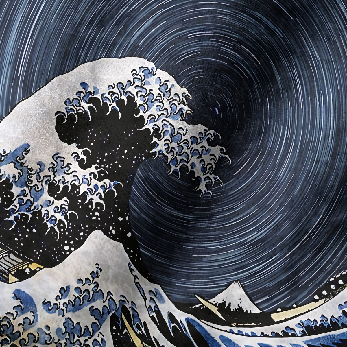 Kyoto-Lion Great Wave Fuzzy Beanie