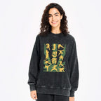 japanese ninja print washed sweatshirt