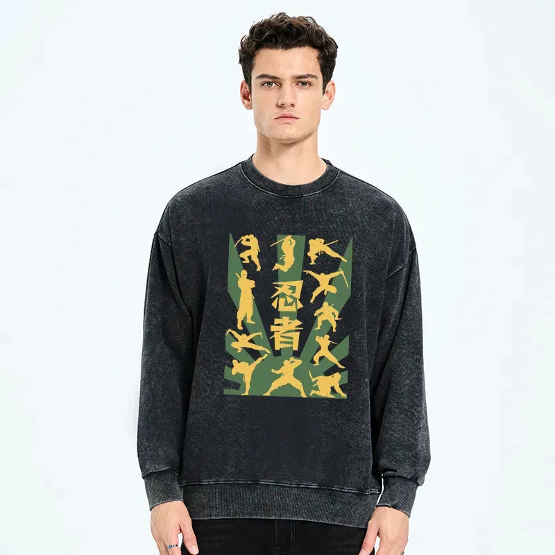 trendy japanese ninja print sweatshirt for streetwear