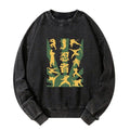 japanese ninja print washed sweatshirt