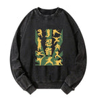 japanese ninja print washed sweatshirt
