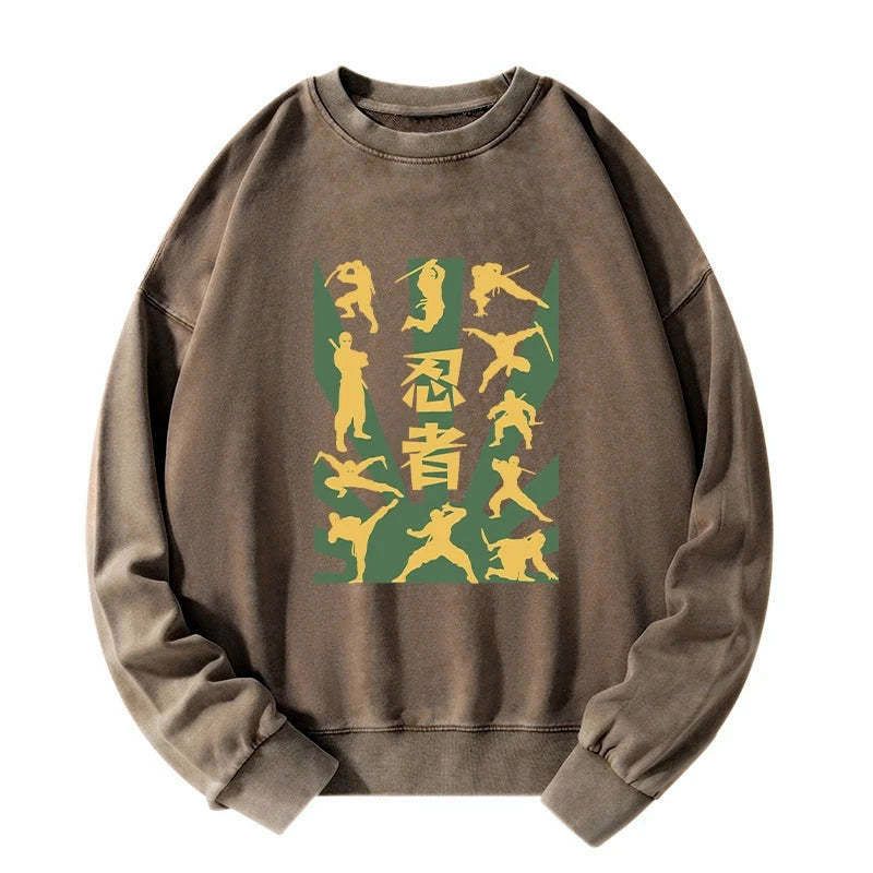 trendy japanese ninja print sweatshirt for streetwear