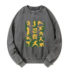 japanese ninja print washed sweatshirt