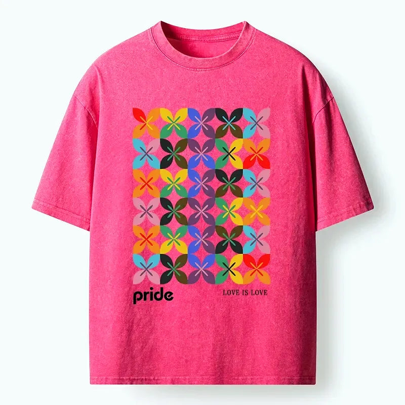 Kyoto-Lion Pride Geometric Flower Pattern Washed T-Shirt