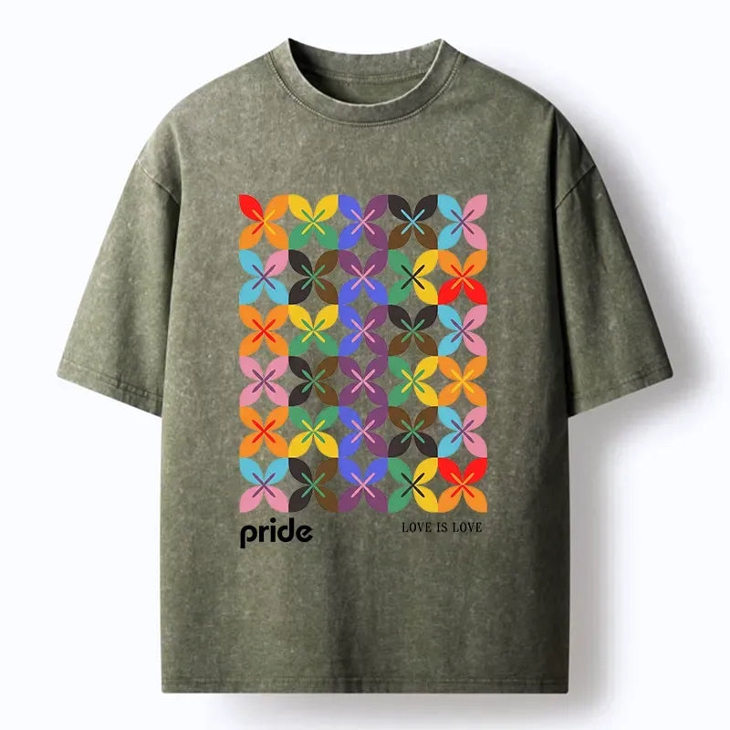 Japanese geometric flower pattern t-shirt