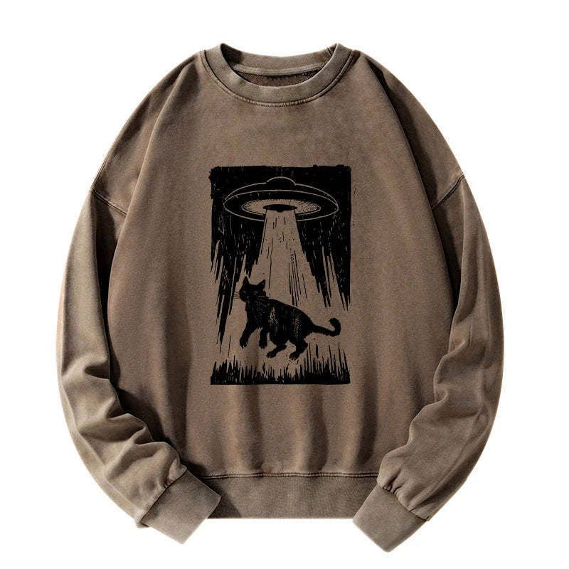 Kyoto-Lion Cat Kidnapped By Aliens Washed Sweatshirt