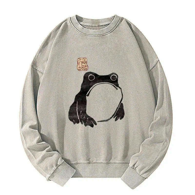 comfortable japanese frog art sweatshirt for women