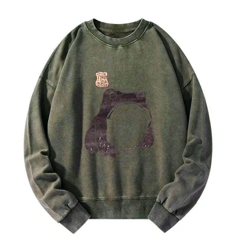 comfortable japanese frog art sweatshirt for women