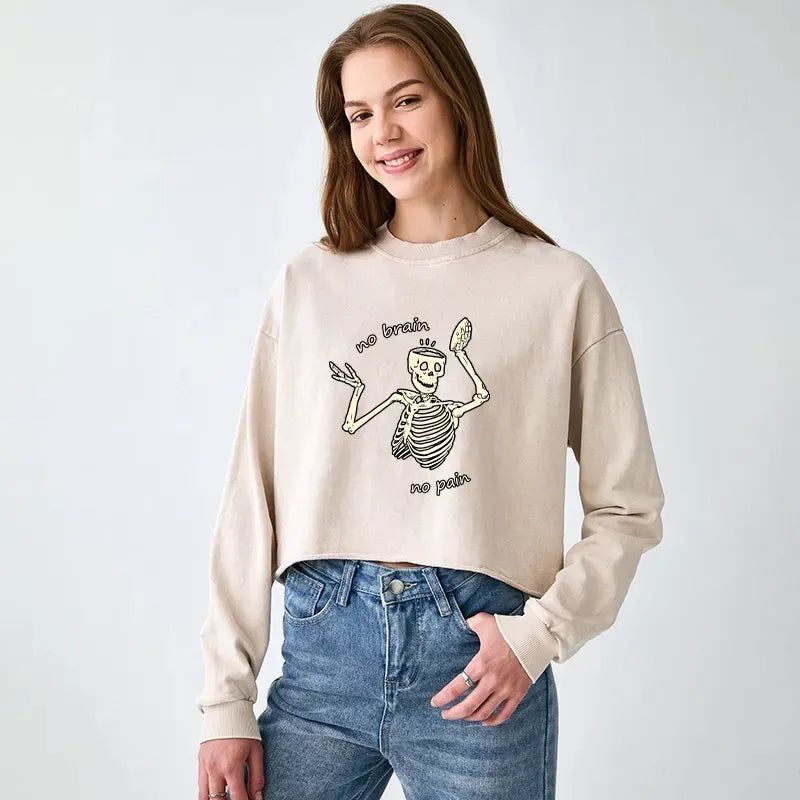 Washed Crop Sweatshirt for Women