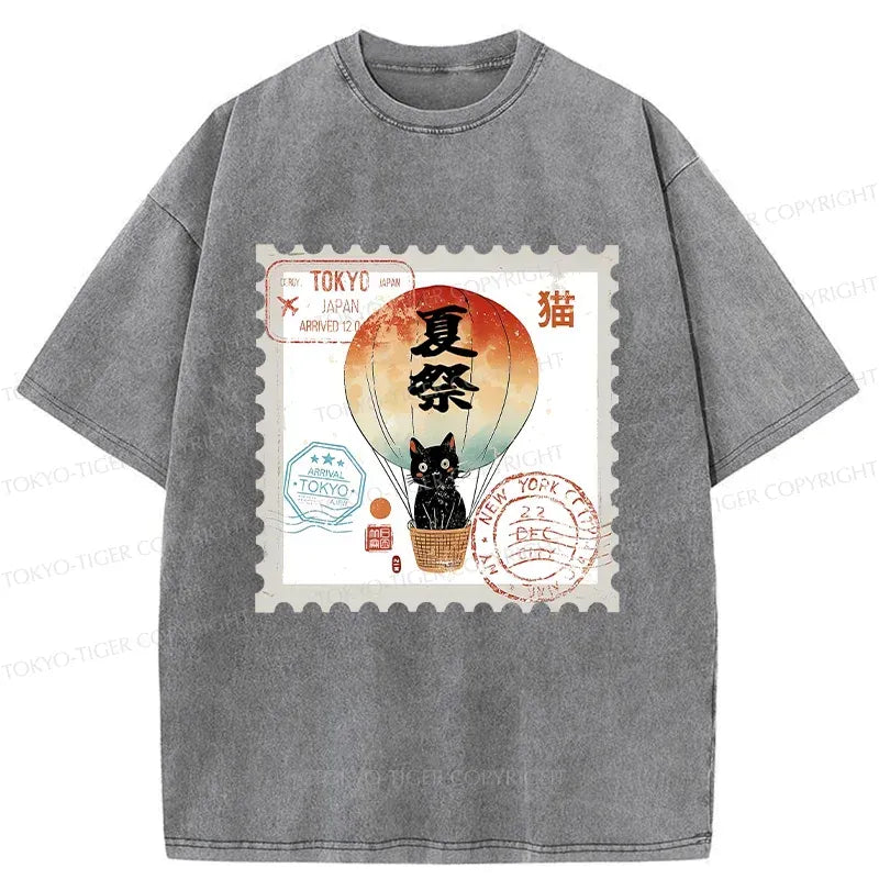 Vintage Washed Japanese Cat Tee