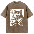 Ukiyo-e Cat T-Shirt for Casual Streetwear