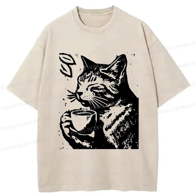 Comfortable Kyoto Cat Vintage T-Shirt for Summer