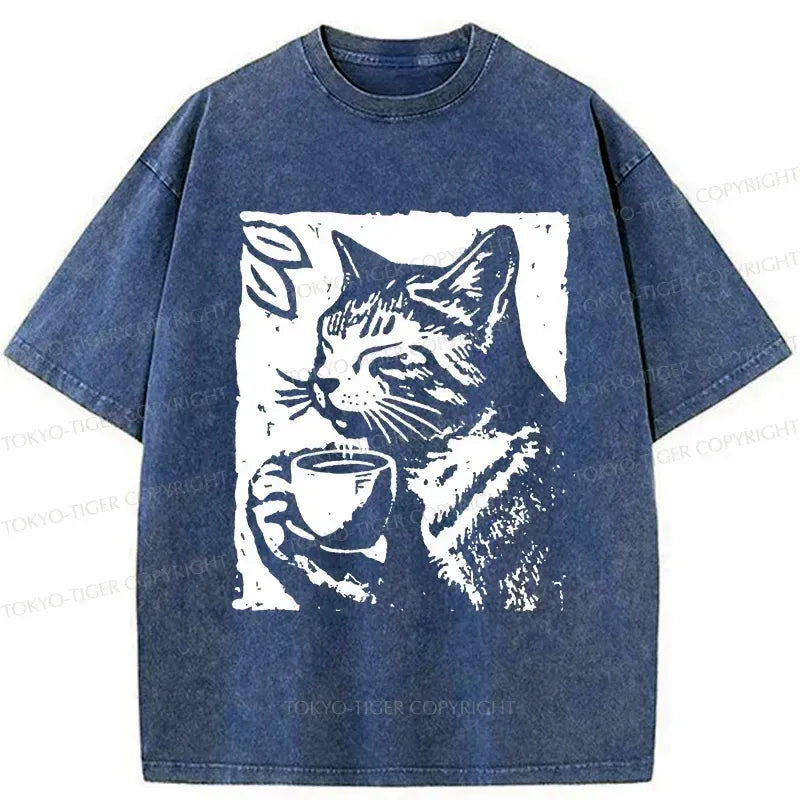 Comfortable Kyoto Cat Vintage T-Shirt for Summer