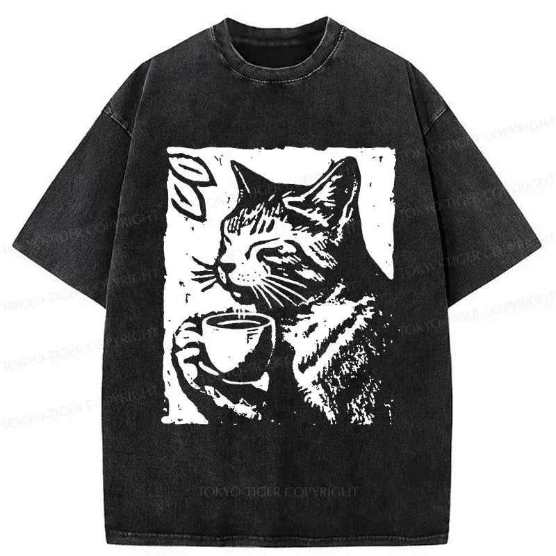 Comfortable Kyoto Cat Vintage T-Shirt for Summer