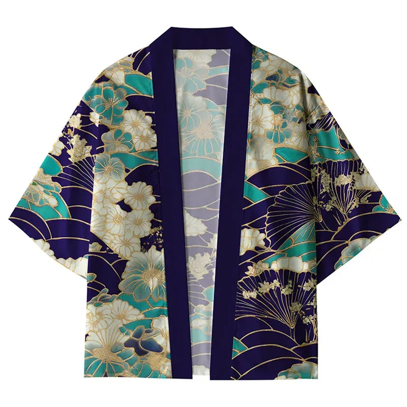 traditional japanese lion print kimono cardigan