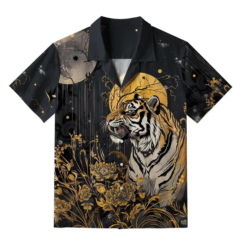 Japanese Tiger Aloha Shirt for Vacation