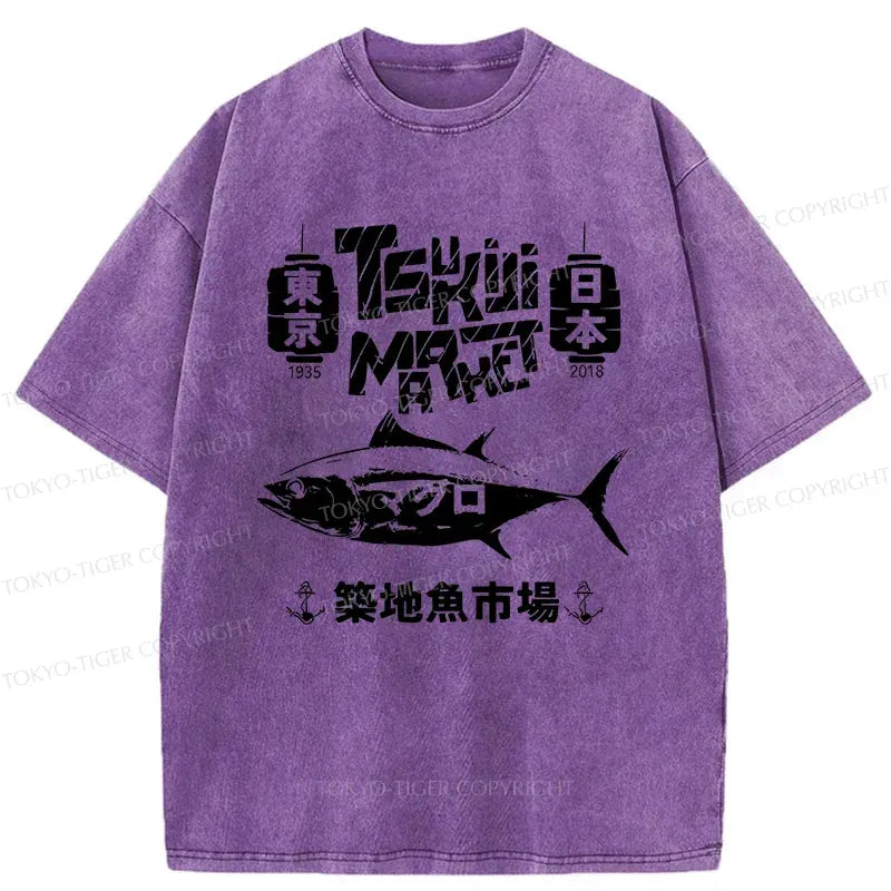 Kyoto-Lion Retro Tsukiji Fish Market Washed T-Shirt