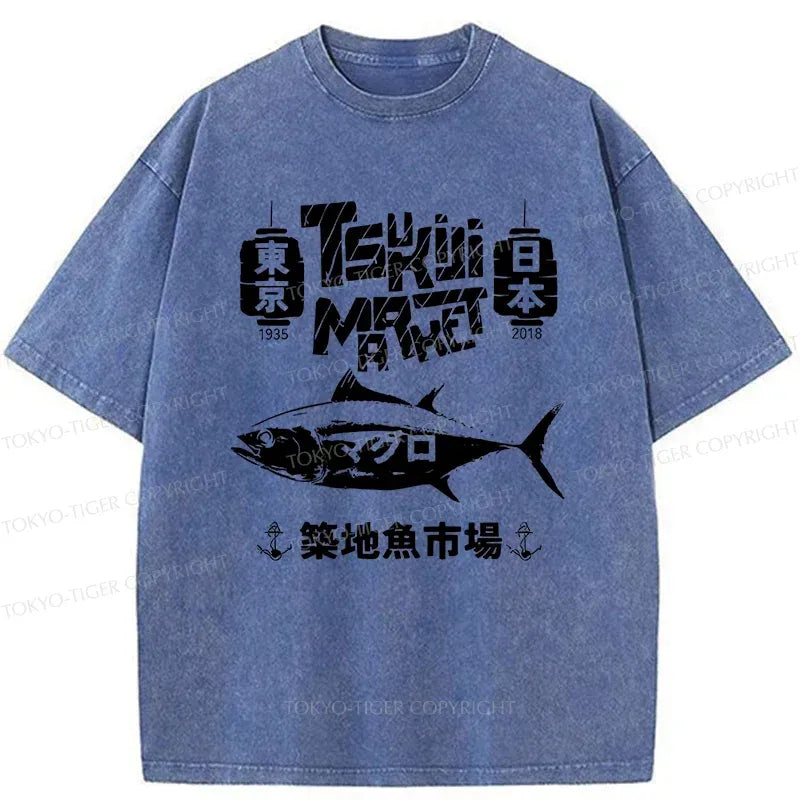 Kyoto-Lion Retro Tsukiji Fish Market Washed T-Shirt