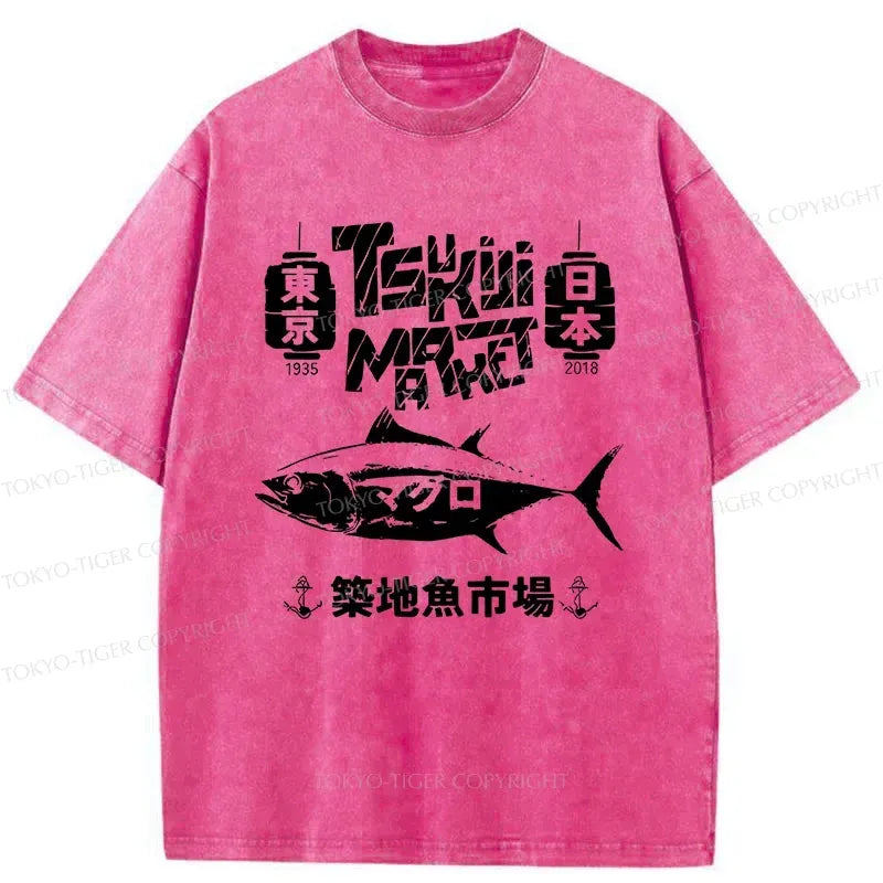 Kyoto-Lion Retro Tsukiji Fish Market Washed T-Shirt