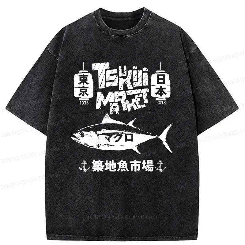 Kyoto-Lion Retro Tsukiji Fish Market Washed T-Shirt