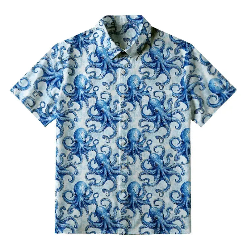 Octopus Button-up Shirt for Summer