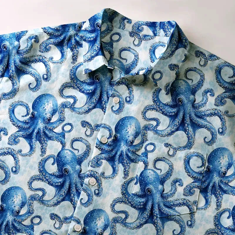 Octopus Button-up Shirt for Summer