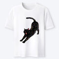 black cat yawning t-shirt for daily wear