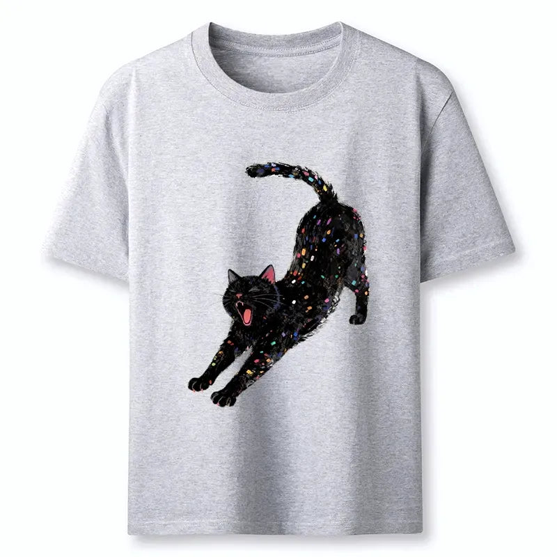 Kyoto-Lion Dreamy Black Cat Yawning And Stretching Classic T-Shirt