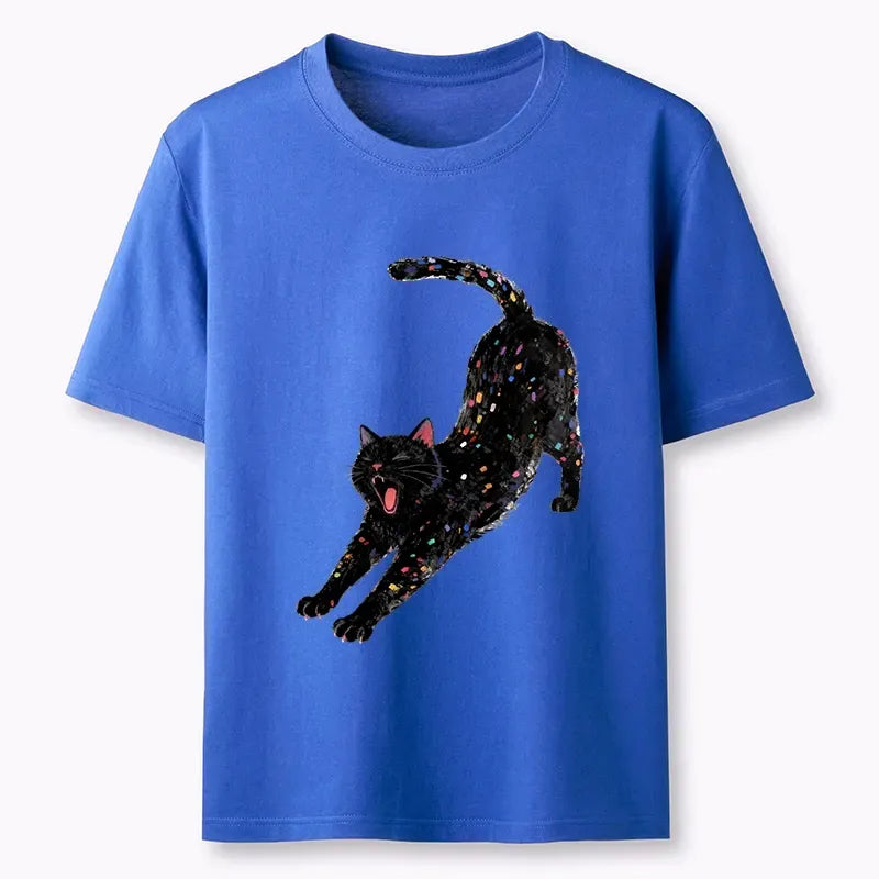 dreamy black cat cotton t-shirt on sale