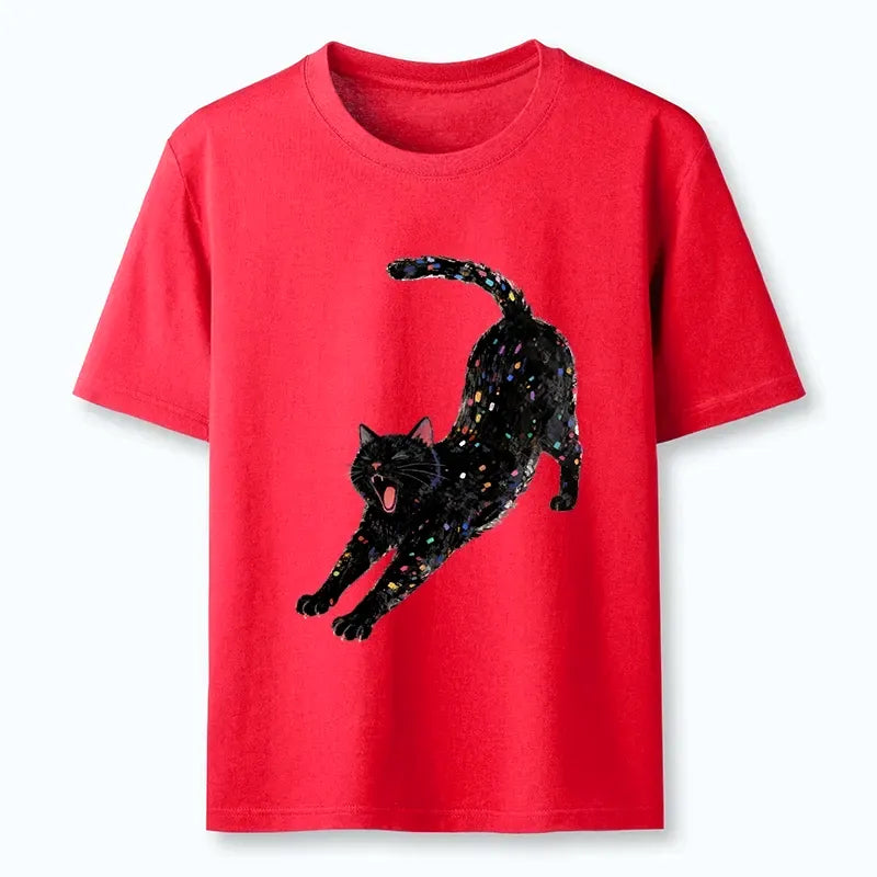 Kyoto-Lion Dreamy Black Cat Yawning And Stretching Classic T-Shirt