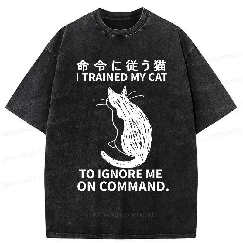 Kyoto-Lion Cat Obeying Orders Washed T-Shirt