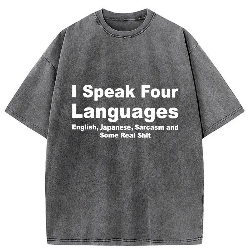 Kyoto-Lion Speak Four Languages Washed T-Shirt