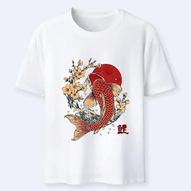 Unisex Cotton T-Shirt with Koi Design