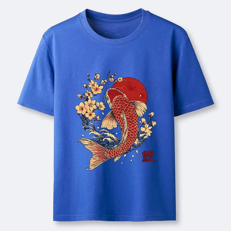 Unisex Cotton T-Shirt with Koi Design